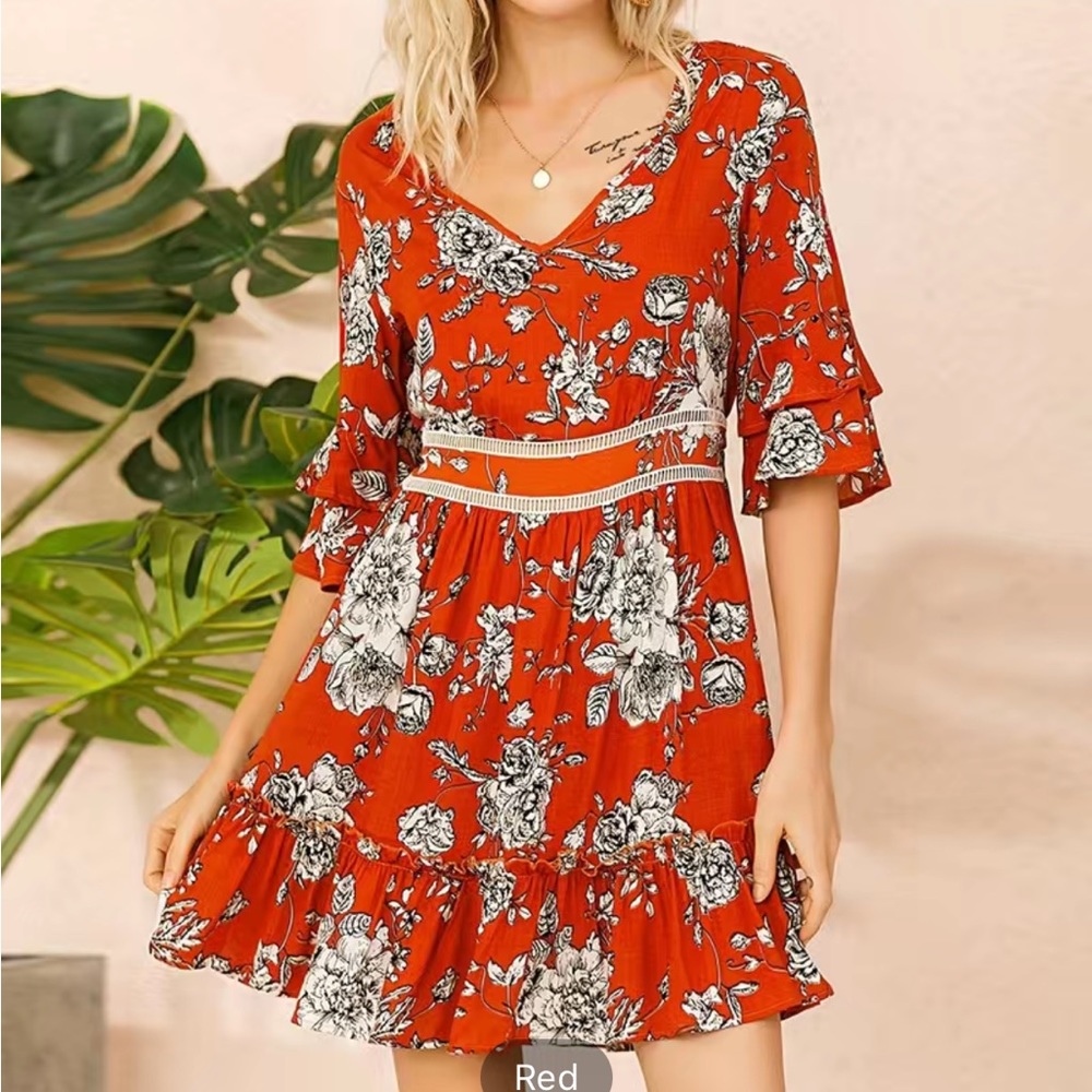 Nwt ruffle hem open back dress